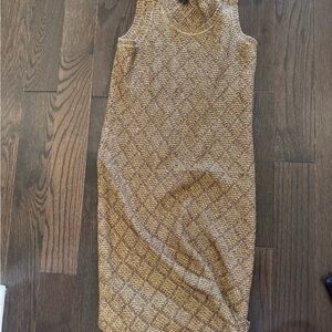 Ralph Lauren Tan Gold Halter Sheath Midi Dress